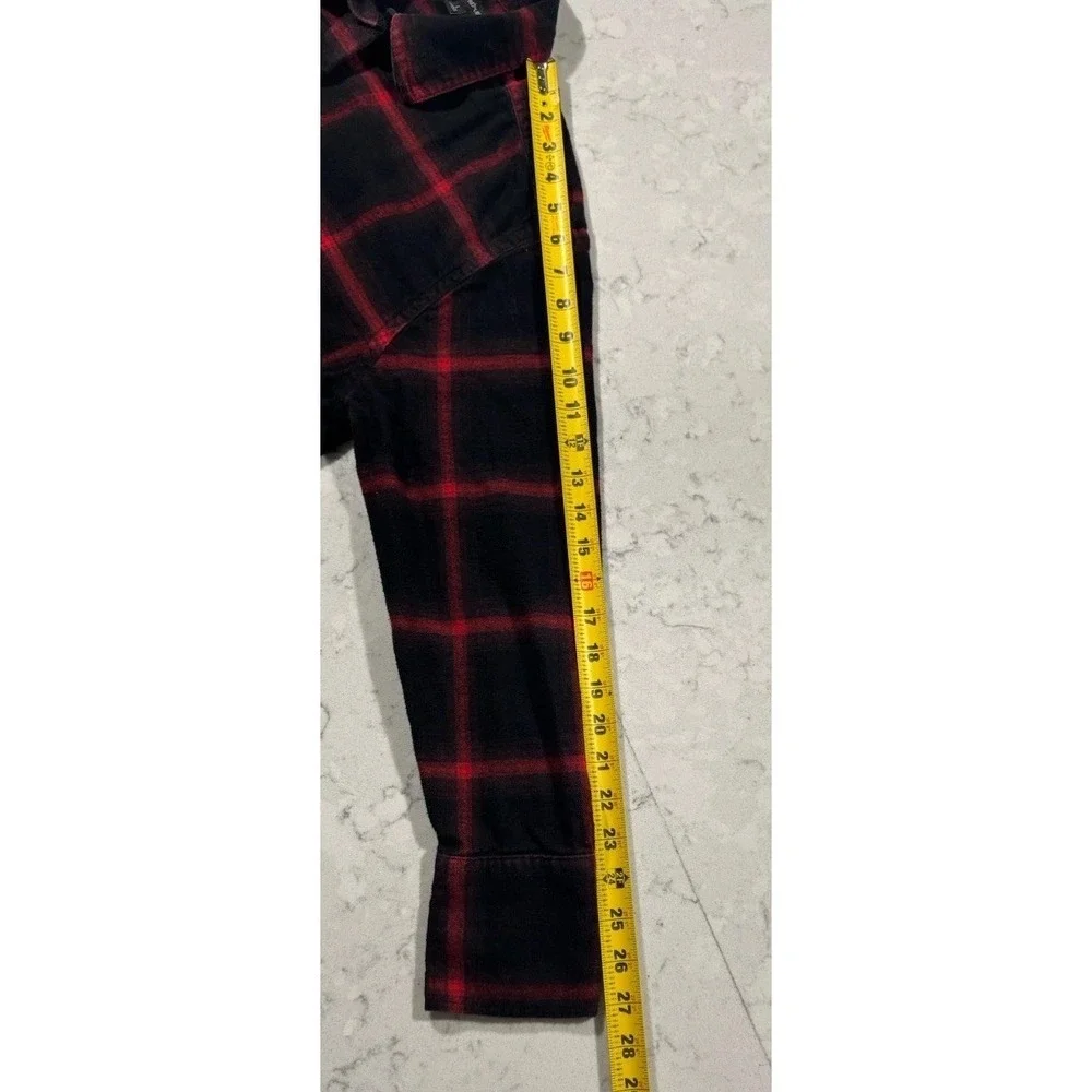 Banana Republic Flannel Shirt Mens Large Red Black Plaid Long Sleeve Casual Logo